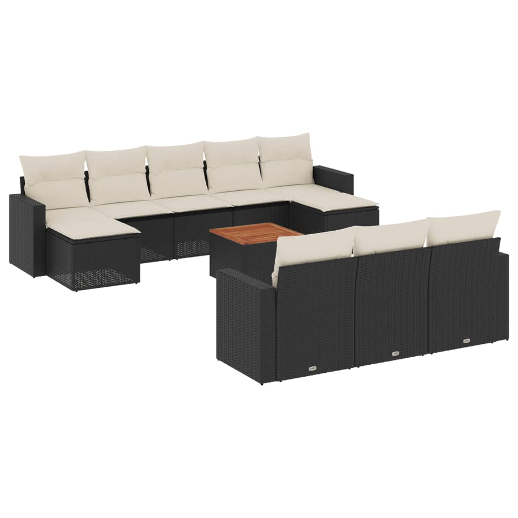 11-delige Loungeset met kussens poly rattan zwart is nu te koop bij PeponiXL, paradijselijk wonen!