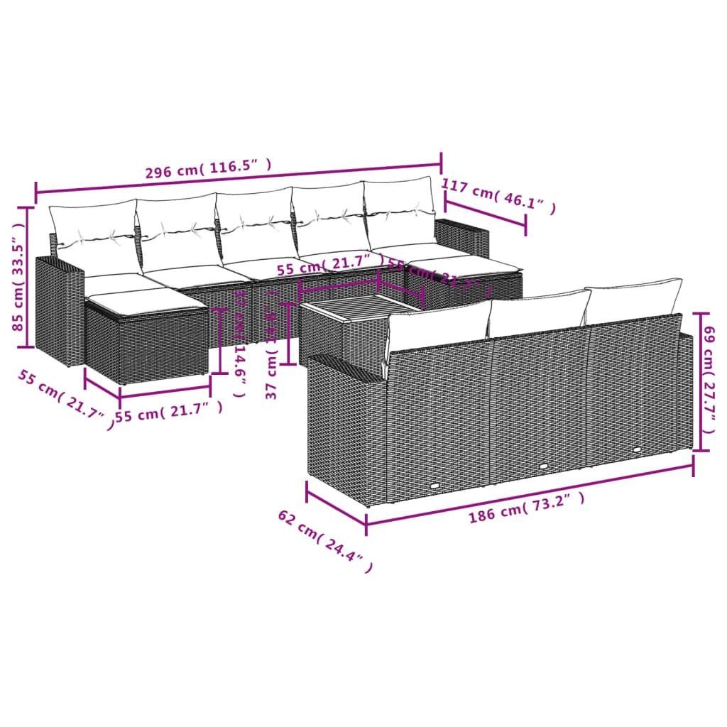 11-delige Tuinset met kussens poly rattan beige is nu te koop bij PeponiXL, paradijselijk wonen!