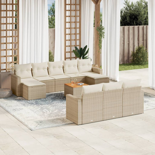 11-delige Tuinset met kussens poly rattan beige is nu te koop bij PeponiXL, paradijselijk wonen!