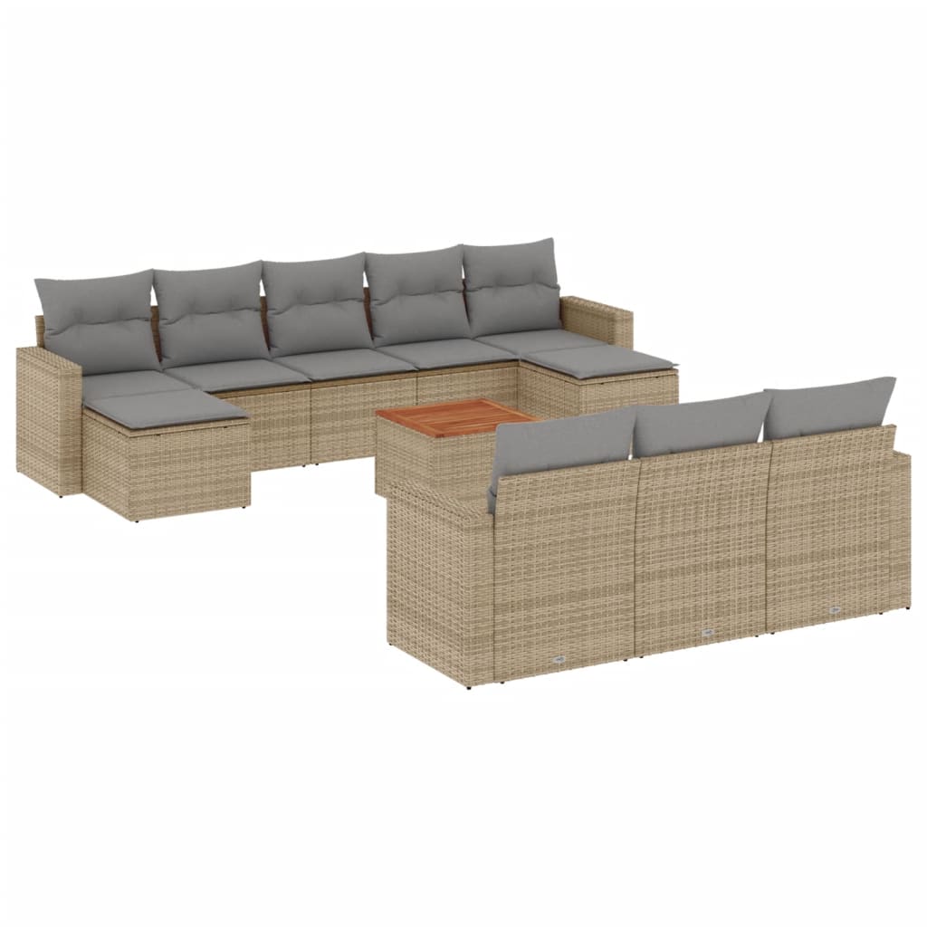 11-delige Tuinset met kussens poly rattan beige is nu te koop bij PeponiXL, paradijselijk wonen!