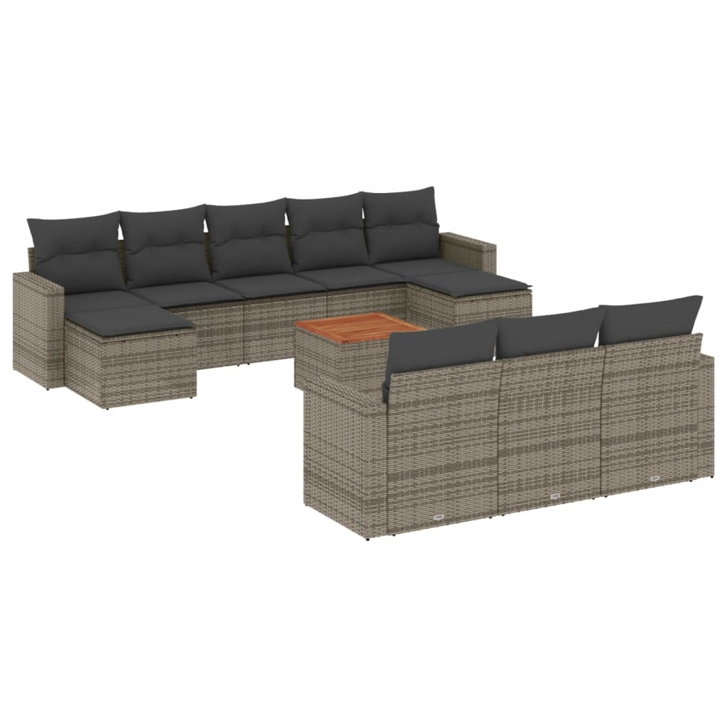 11-delige Loungeset met kussens poly rattan grijs is nu te koop bij PeponiXL, paradijselijk wonen!