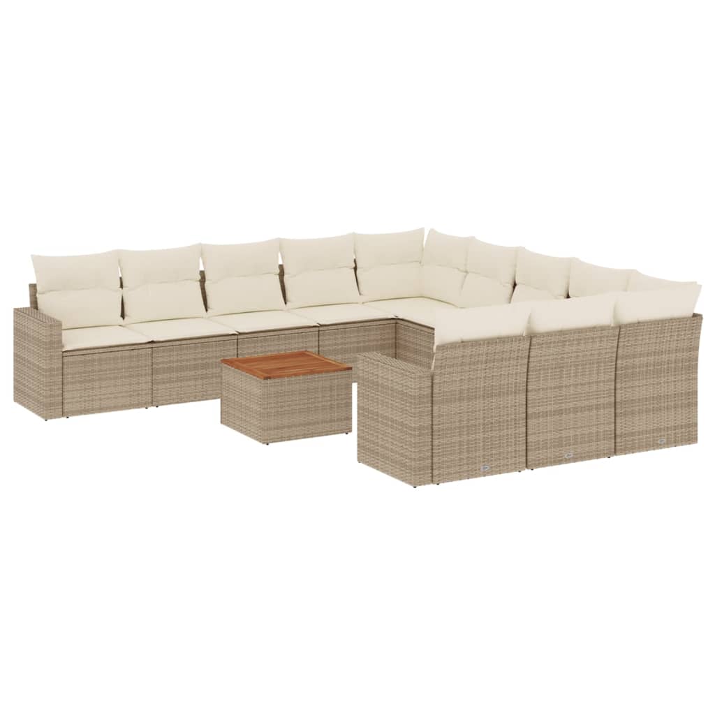 12-delige Loungeset met kussens poly rattan beige is nu te koop bij PeponiXL, paradijselijk wonen!