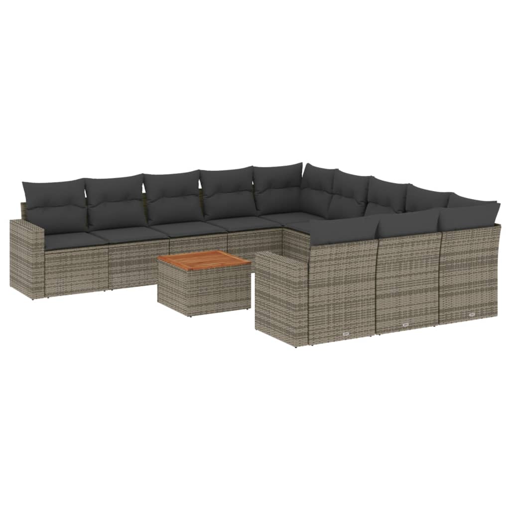 12-delige Loungeset met kussens poly rattan grijs is nu te koop bij PeponiXL, paradijselijk wonen!