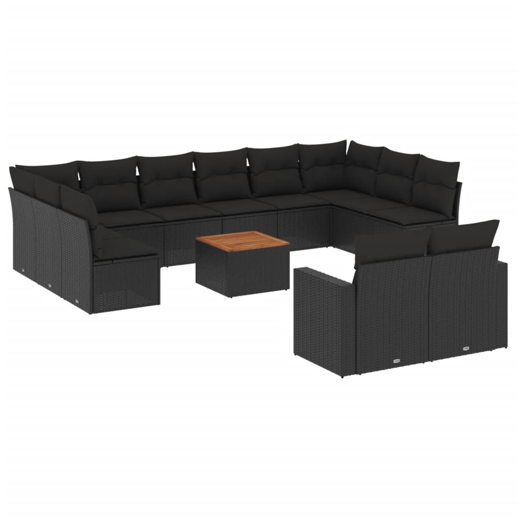 13-delige Loungeset met kussens poly rattan zwart is nu te koop bij PeponiXL, paradijselijk wonen!