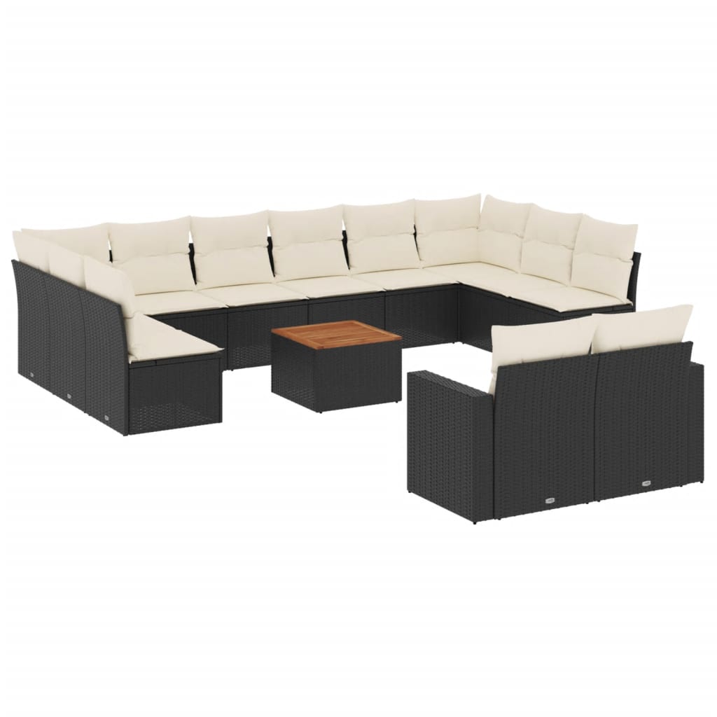 13-delige Loungeset met kussens poly rattan zwart is nu te koop bij PeponiXL, paradijselijk wonen!