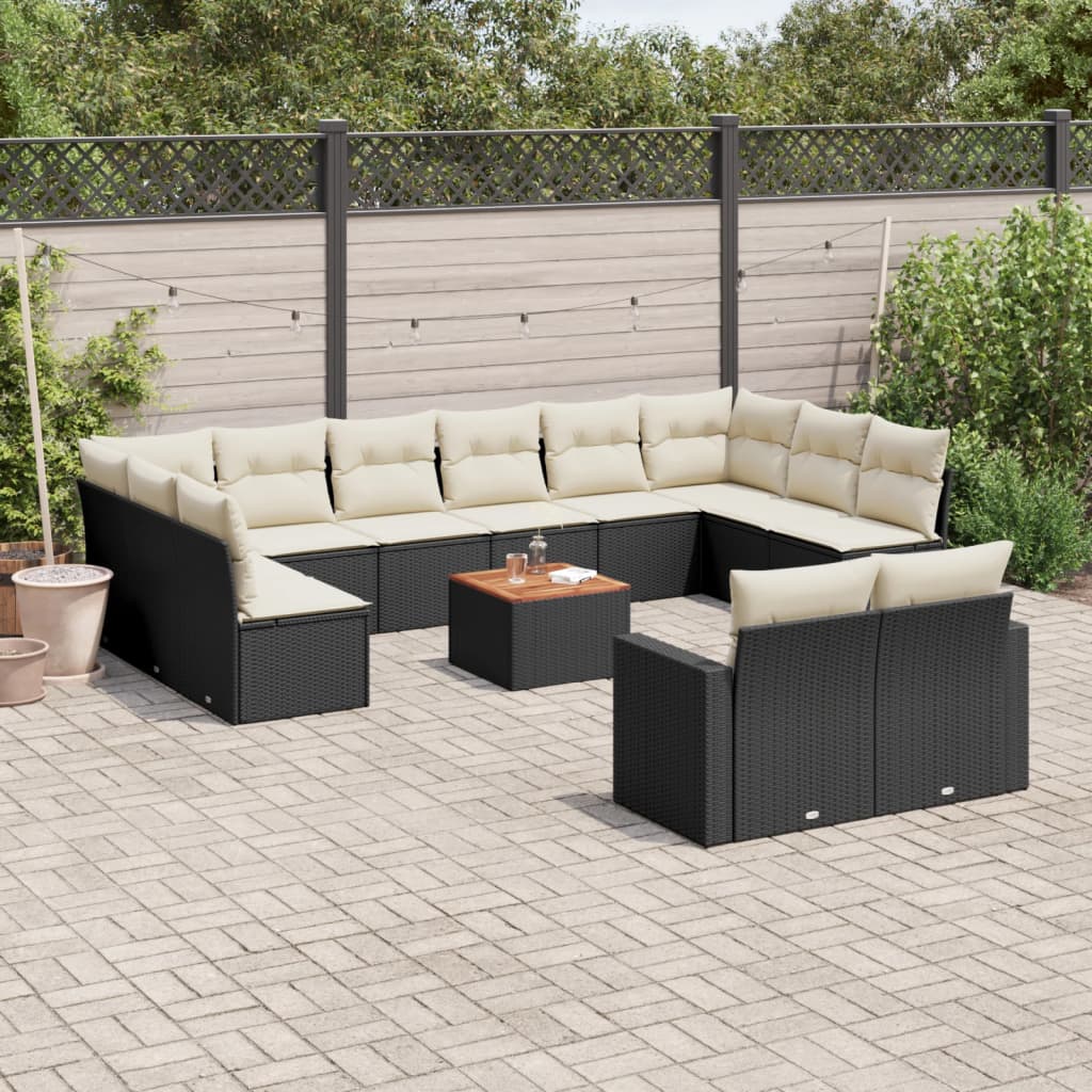 13-delige Loungeset met kussens poly rattan zwart is nu te koop bij PeponiXL, paradijselijk wonen!