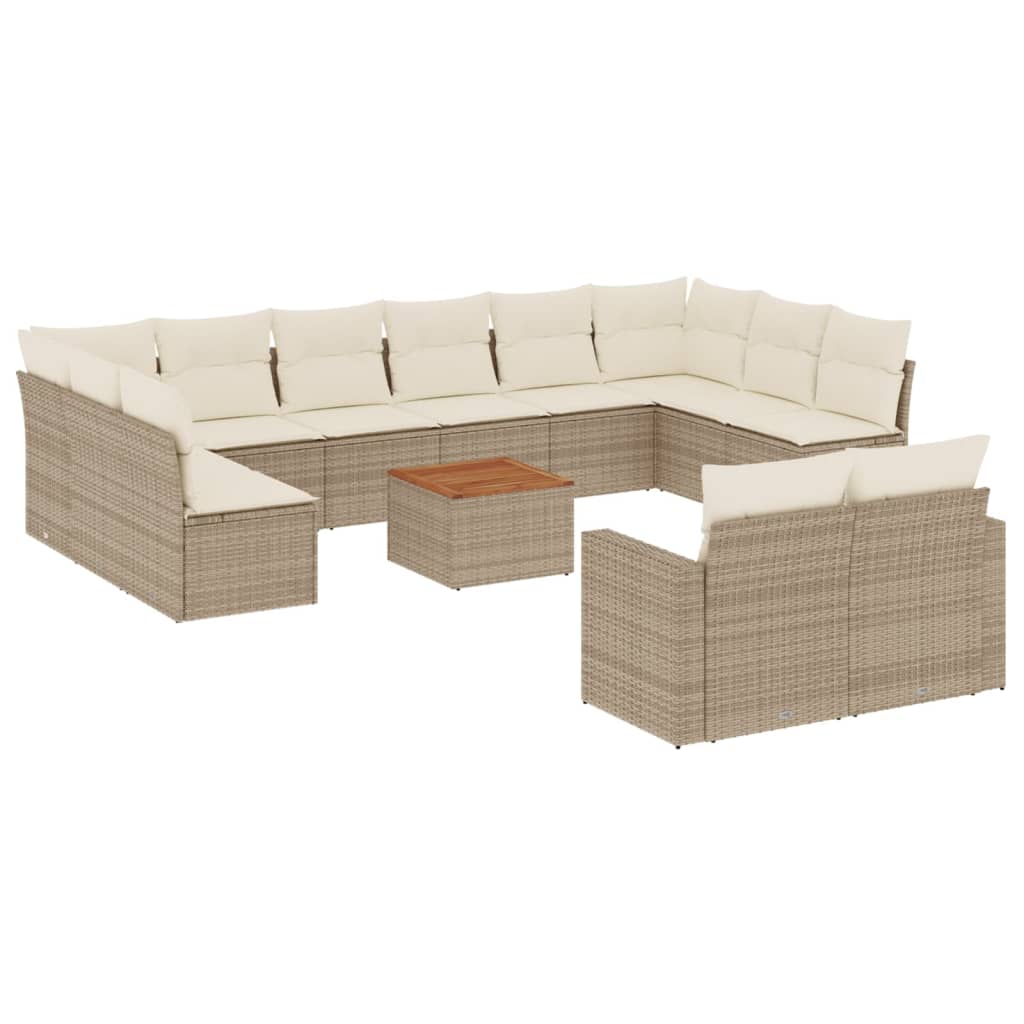 13-delige Loungeset met kussens poly rattan beige is nu te koop bij PeponiXL, paradijselijk wonen!