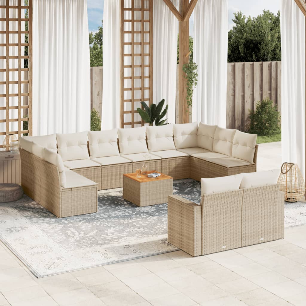 13-delige Loungeset met kussens poly rattan beige is nu te koop bij PeponiXL, paradijselijk wonen!