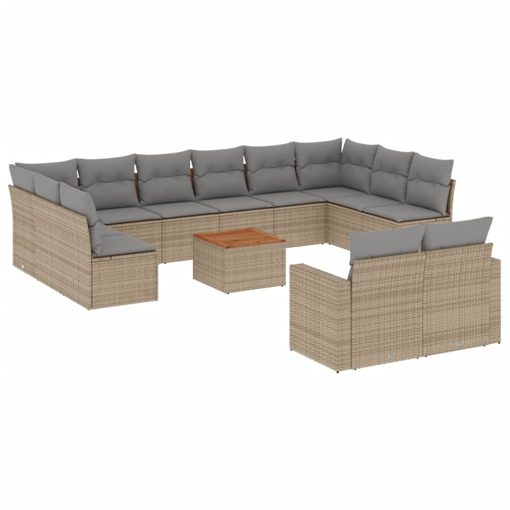 13-delige Loungeset met kussens poly rattan beige is nu te koop bij PeponiXL, paradijselijk wonen!