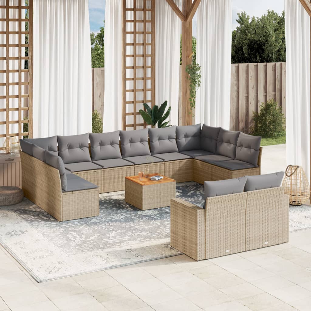 13-delige Loungeset met kussens poly rattan beige is nu te koop bij PeponiXL, paradijselijk wonen!