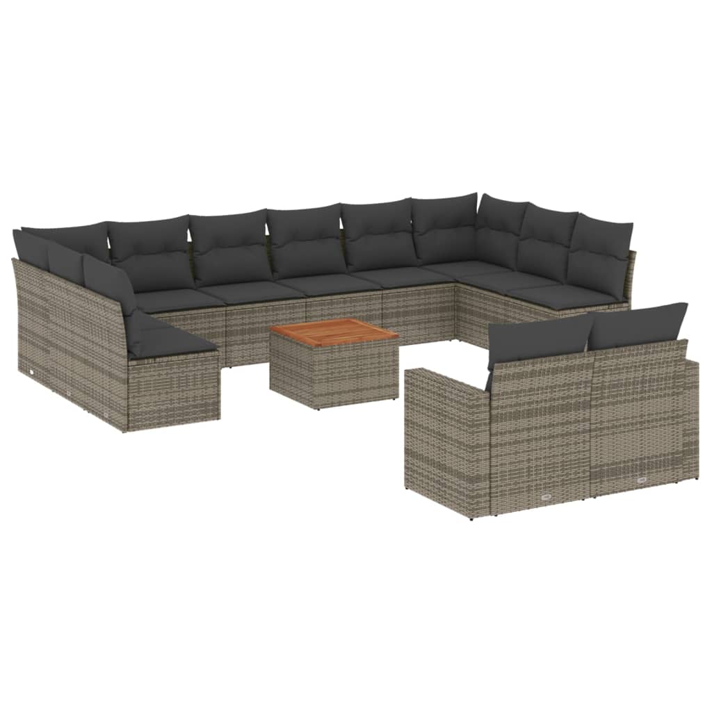 13-delige Loungeset met kussens poly rattan grijs is nu te koop bij PeponiXL, paradijselijk wonen!