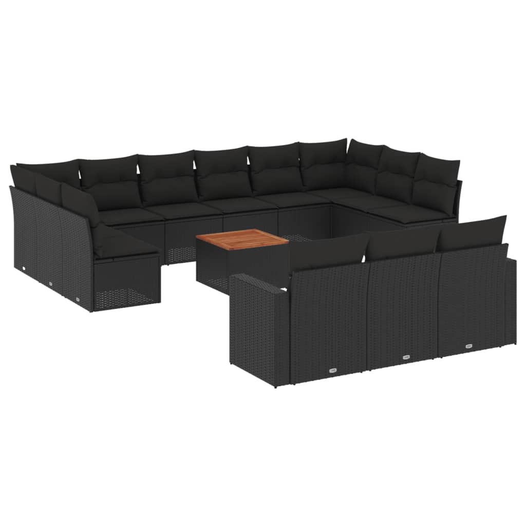 14-delige Loungeset met kussens poly rattan zwart is nu te koop bij PeponiXL, paradijselijk wonen!