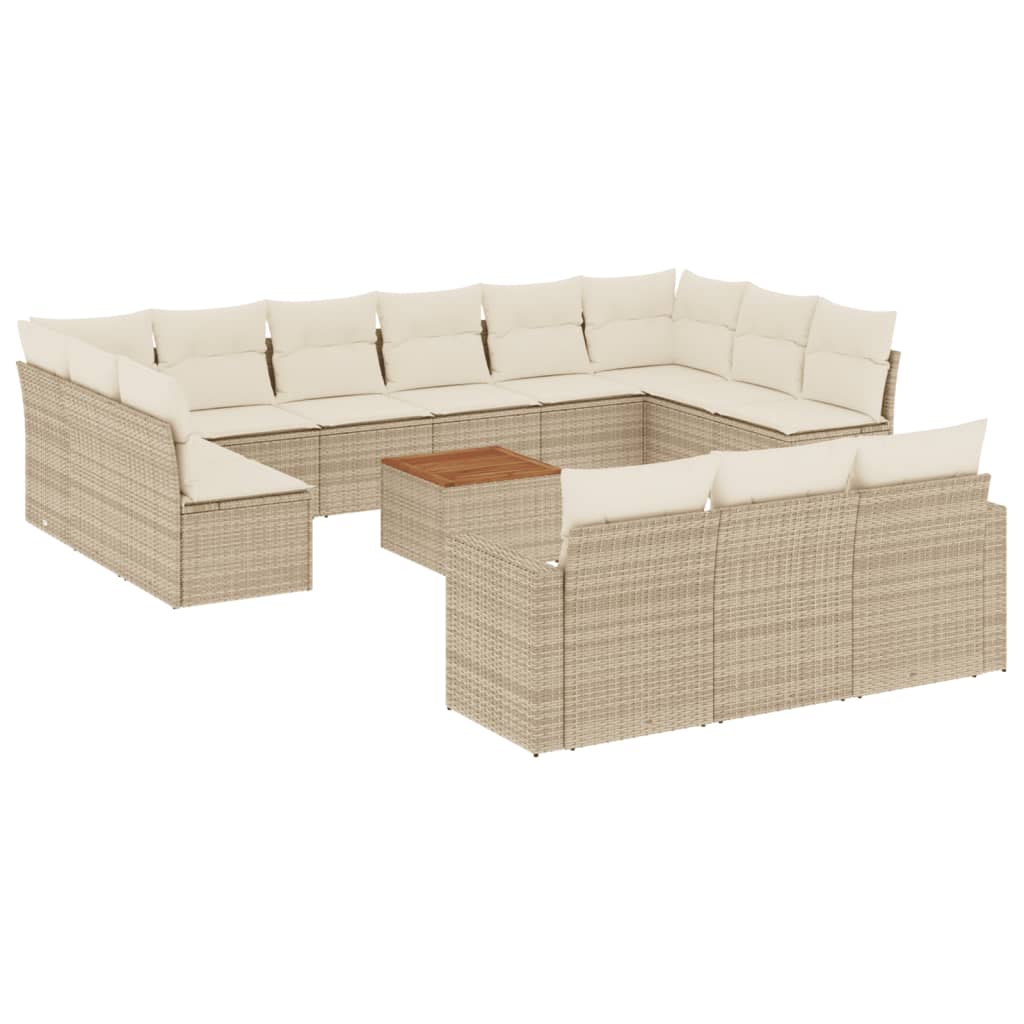 14-delige Loungeset met kussens poly rattan beige is nu te koop bij PeponiXL, paradijselijk wonen!