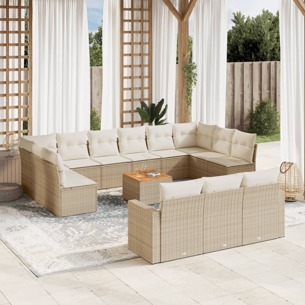 14-delige Loungeset met kussens poly rattan beige is nu te koop bij PeponiXL, paradijselijk wonen!