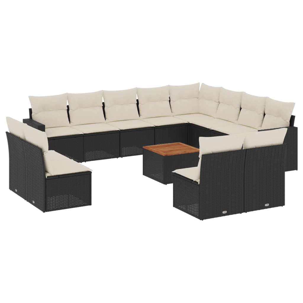 13-delige Loungeset met kussens poly rattan zwart is nu te koop bij PeponiXL, paradijselijk wonen!