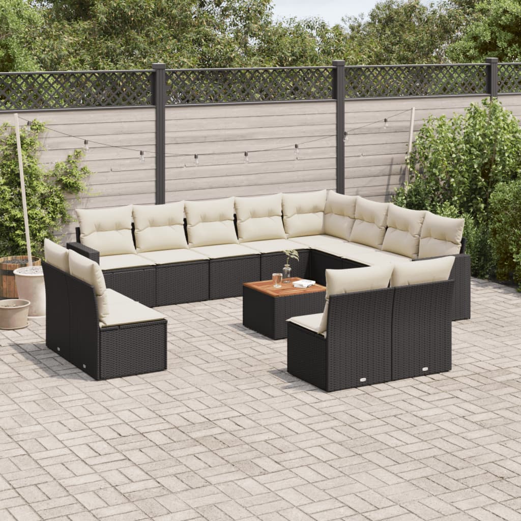 13-delige Loungeset met kussens poly rattan zwart is nu te koop bij PeponiXL, paradijselijk wonen!