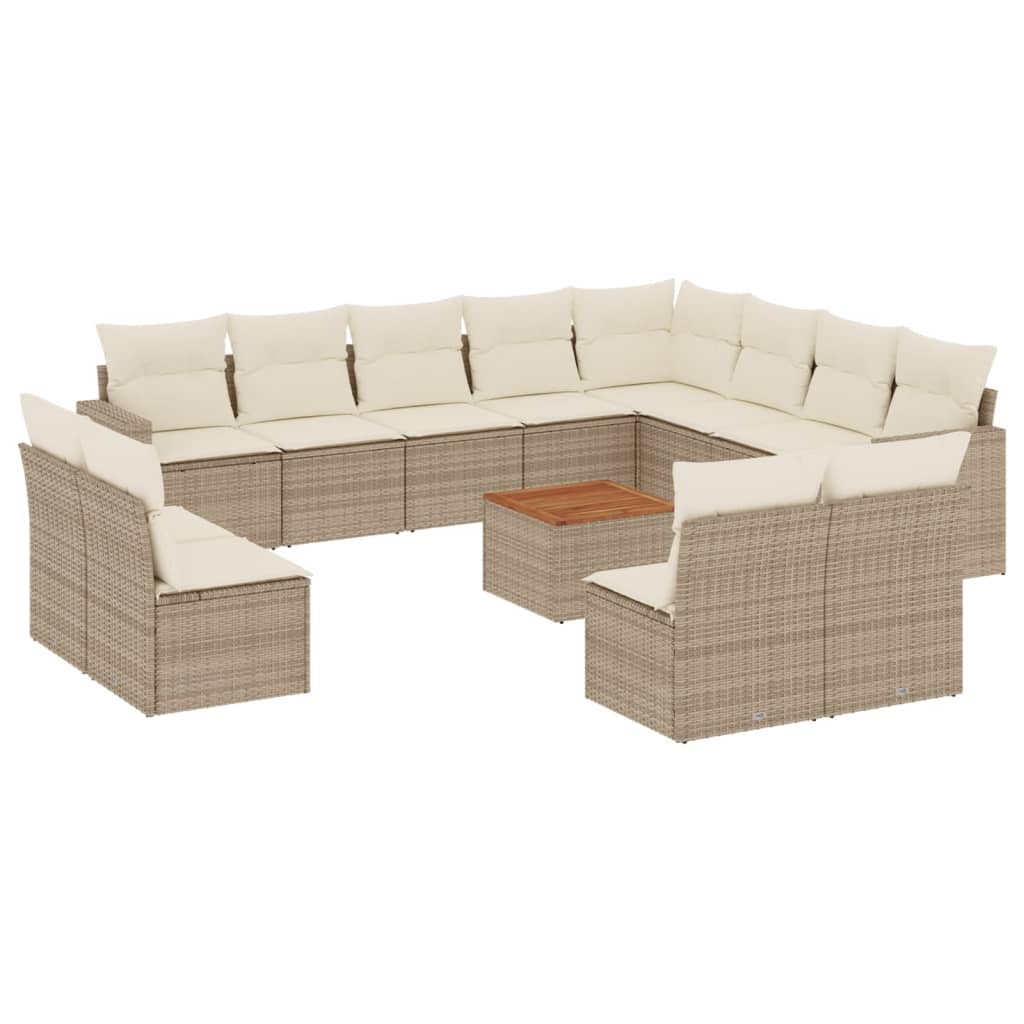 13-delige Loungeset met kussens poly rattan beige is nu te koop bij PeponiXL, paradijselijk wonen!