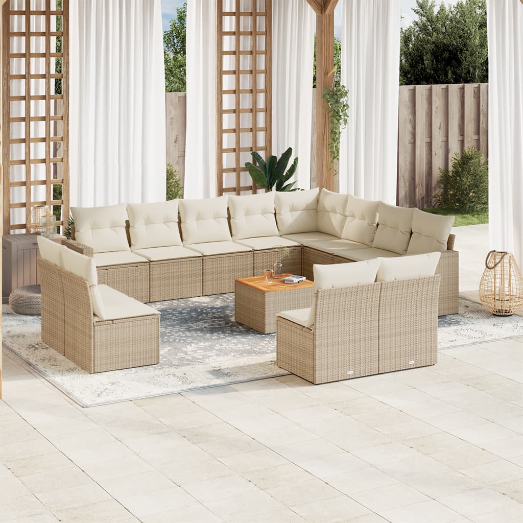 13-delige Loungeset met kussens poly rattan beige is nu te koop bij PeponiXL, paradijselijk wonen!