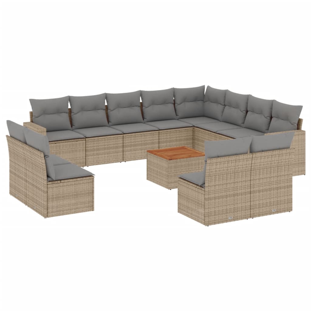 13-delige Loungeset met kussens poly rattan beige is nu te koop bij PeponiXL, paradijselijk wonen!