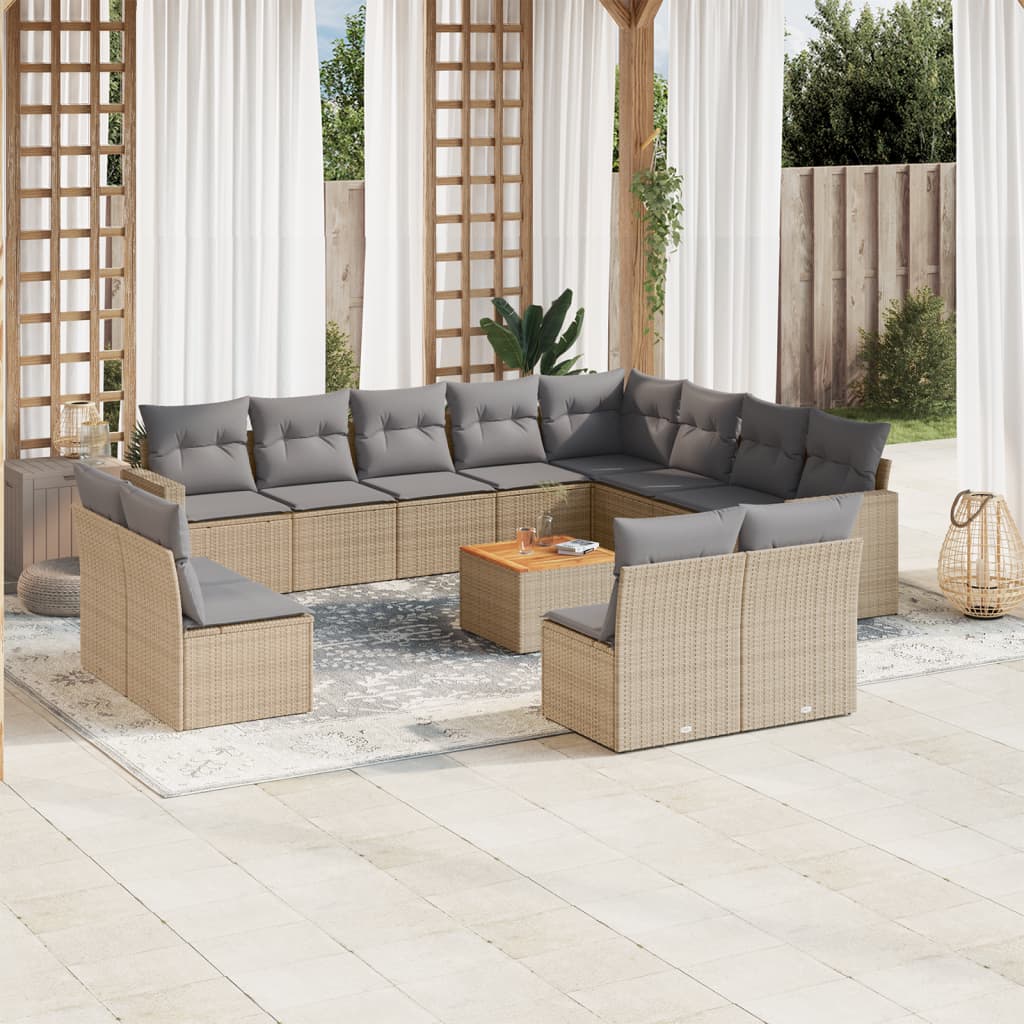 13-delige Loungeset met kussens poly rattan beige is nu te koop bij PeponiXL, paradijselijk wonen!