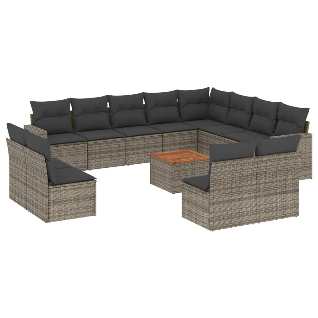 13-delige Loungeset met kussens poly rattan grijs is nu te koop bij PeponiXL, paradijselijk wonen!