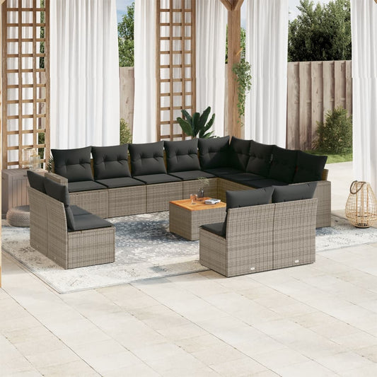 13-delige Loungeset met kussens poly rattan grijs is nu te koop bij PeponiXL, paradijselijk wonen!