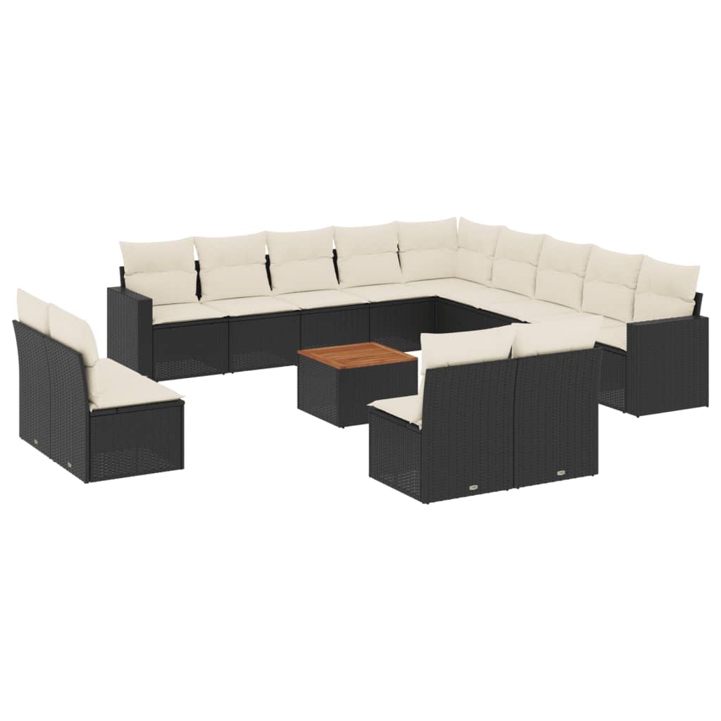 14-delige Loungeset met kussens poly rattan zwart is nu te koop bij PeponiXL, paradijselijk wonen!