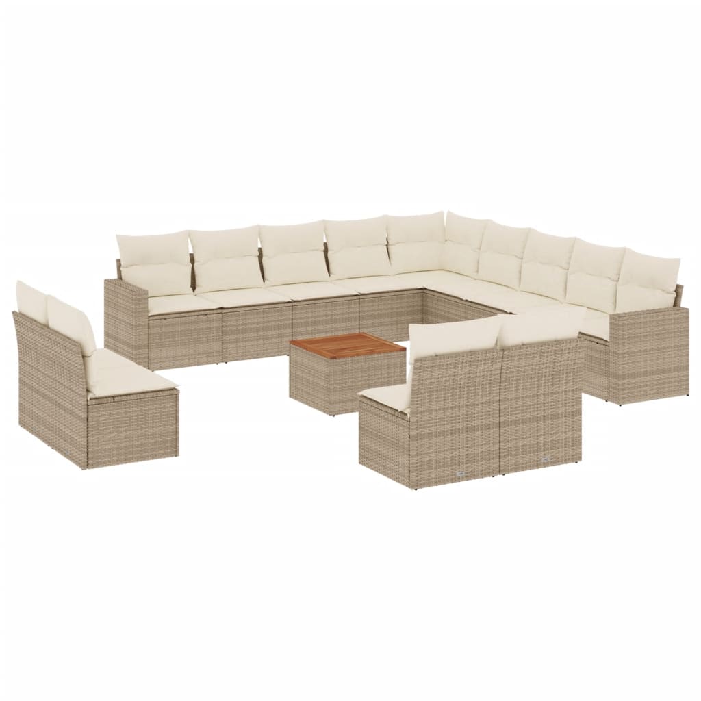 14-delige Loungeset met kussens poly rattan beige is nu te koop bij PeponiXL, paradijselijk wonen!