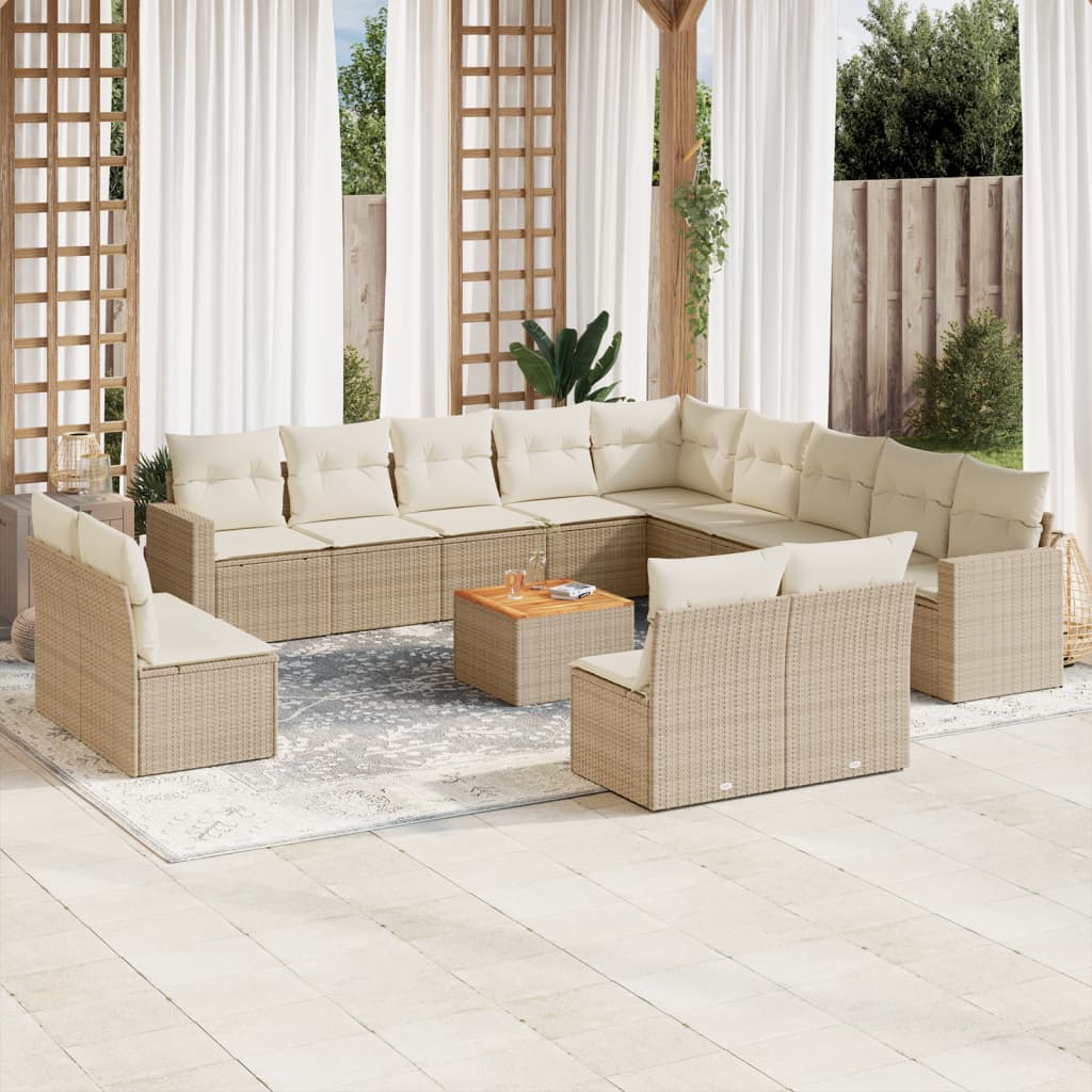 14-delige Loungeset met kussens poly rattan beige is nu te koop bij PeponiXL, paradijselijk wonen!