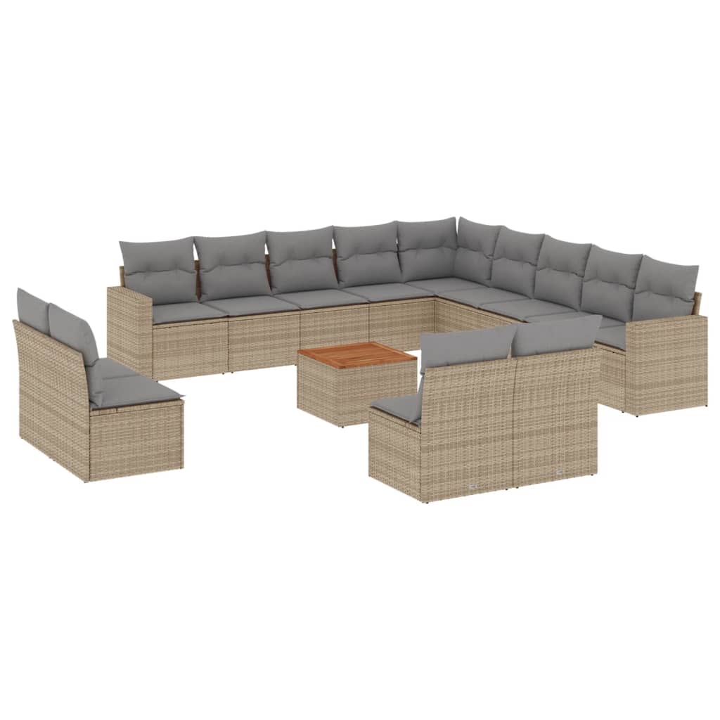 14-delige Loungeset met kussens poly rattan beige is nu te koop bij PeponiXL, paradijselijk wonen!