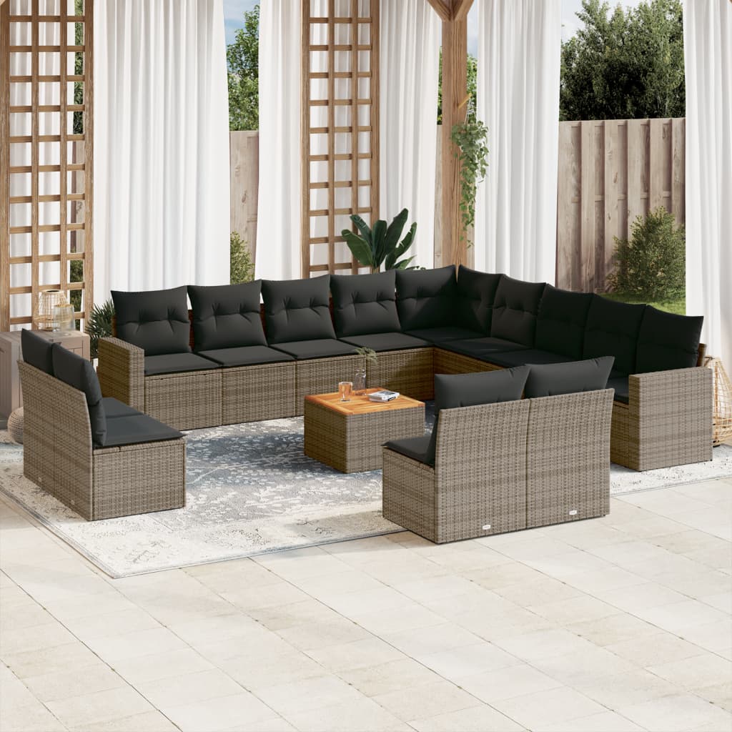 14-delige Loungeset met kussens poly rattan grijs is nu te koop bij PeponiXL, paradijselijk wonen!