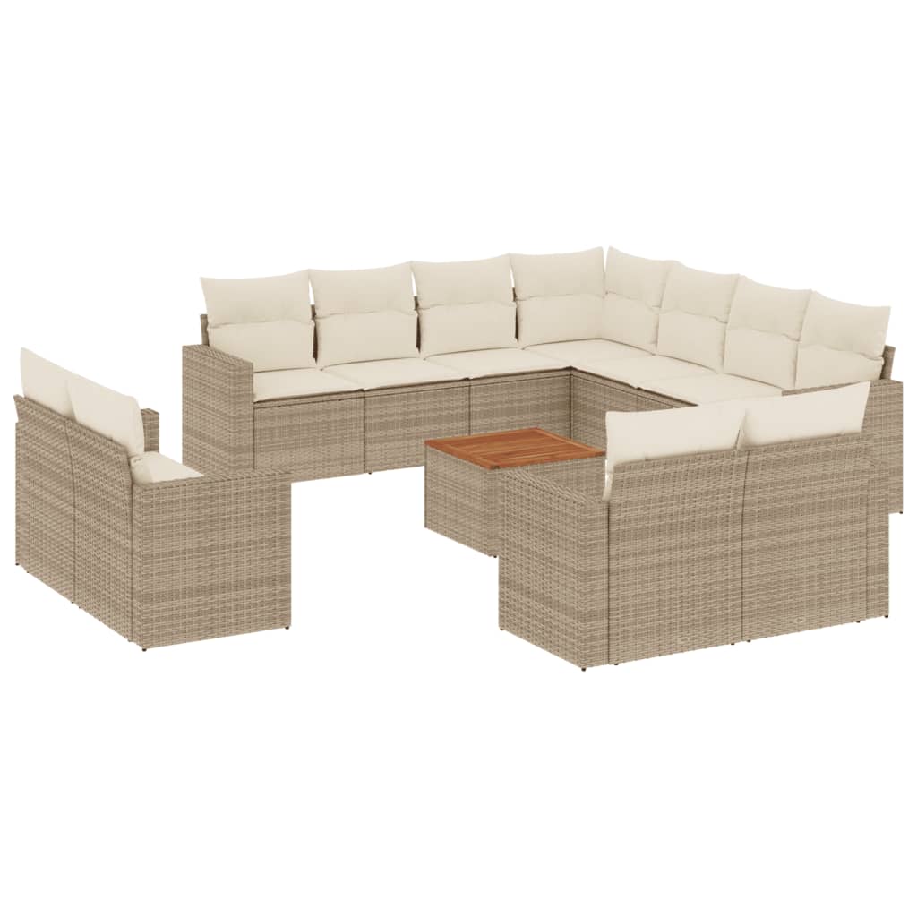 12-delige Loungeset met kussens poly rattan beige is nu te koop bij PeponiXL, paradijselijk wonen!