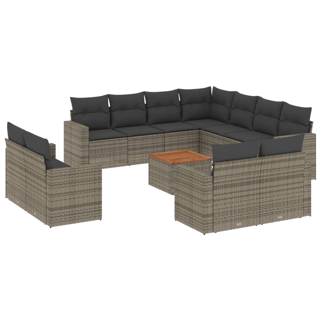 12-delige Loungeset met kussens poly rattan grijs is nu te koop bij PeponiXL, paradijselijk wonen!