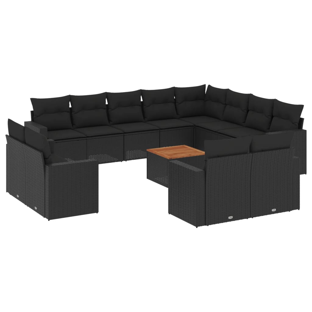 13-delige Loungeset met kussens poly rattan zwart is nu te koop bij PeponiXL, paradijselijk wonen!