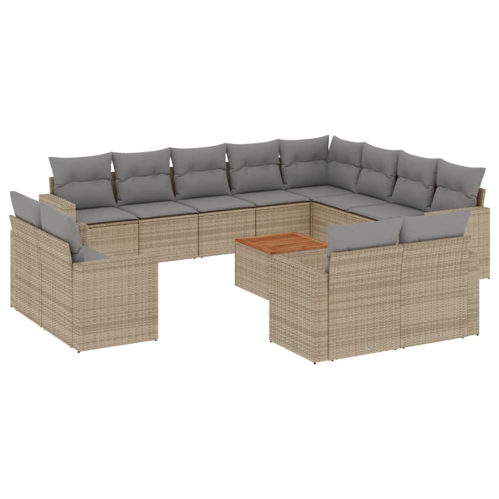 13-delige Loungeset met kussens poly rattan beige is nu te koop bij PeponiXL, paradijselijk wonen!