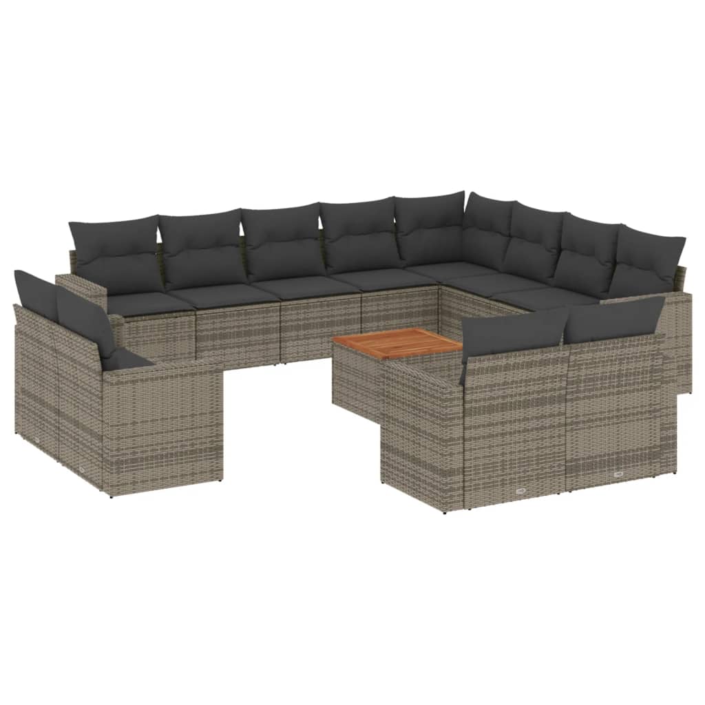 13-delige Loungeset met kussens poly rattan grijs is nu te koop bij PeponiXL, paradijselijk wonen!