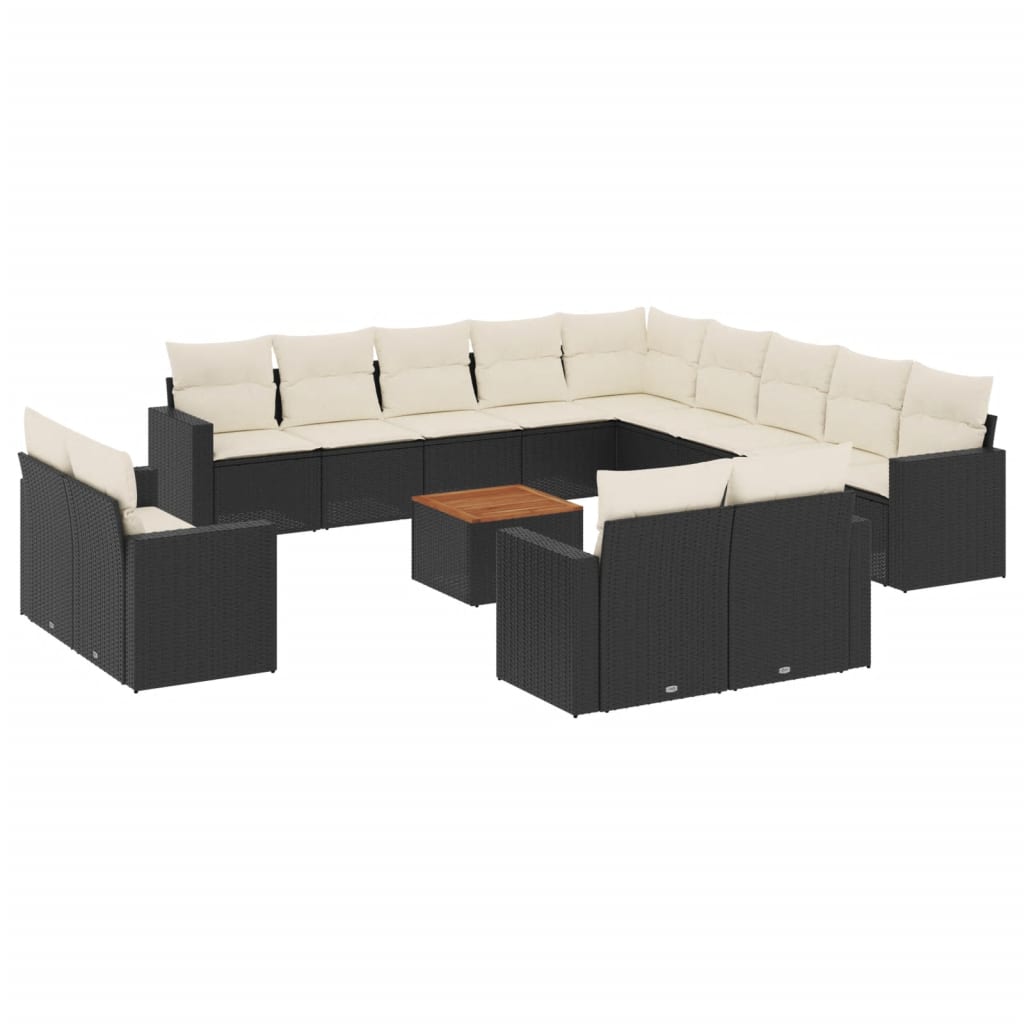 14-delige Loungeset met kussens poly rattan zwart is nu te koop bij PeponiXL, paradijselijk wonen!