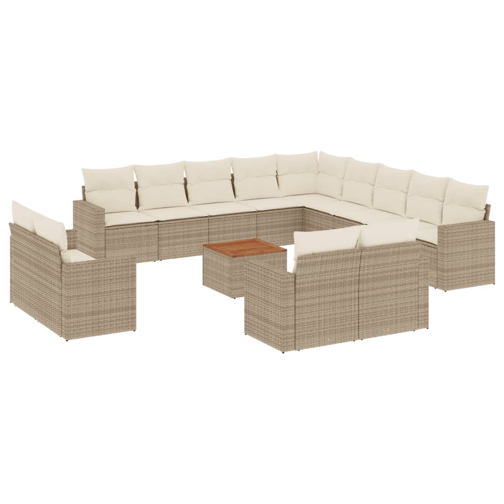 14-delige Loungeset met kussens poly rattan beige is nu te koop bij PeponiXL, paradijselijk wonen!