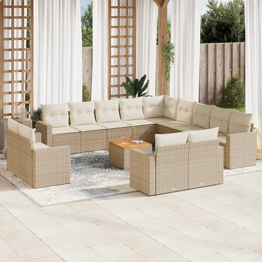 14-delige Loungeset met kussens poly rattan beige is nu te koop bij PeponiXL, paradijselijk wonen!