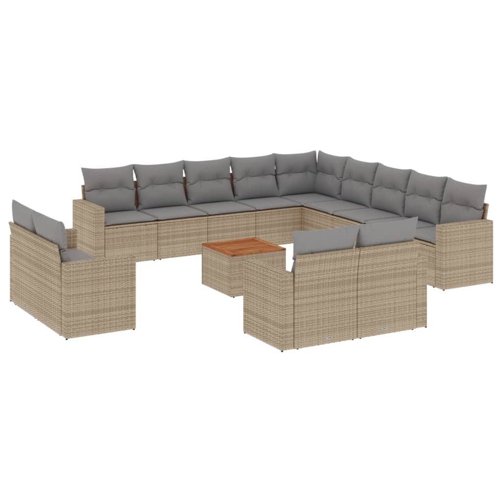 14-delige Loungeset met kussens poly rattan beige is nu te koop bij PeponiXL, paradijselijk wonen!