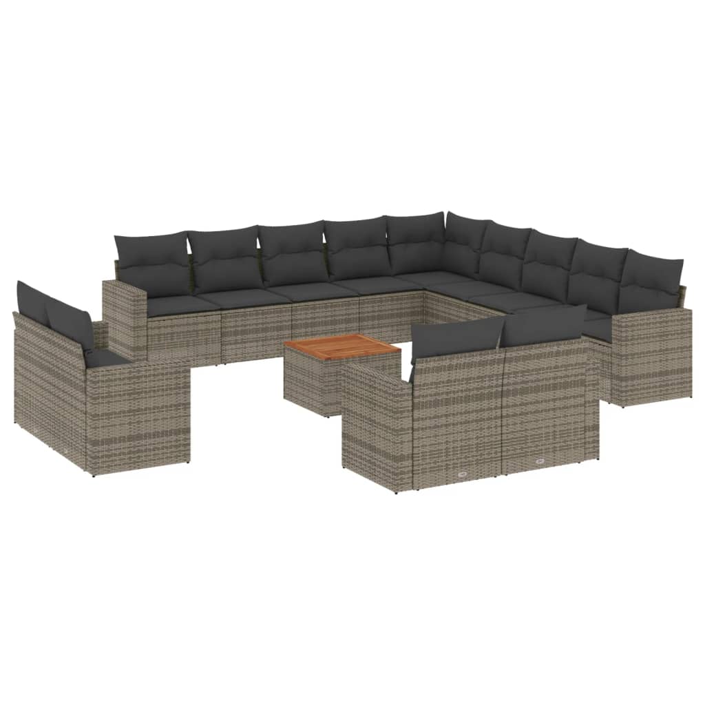 14-delige Loungeset met kussens poly rattan grijs is nu te koop bij PeponiXL, paradijselijk wonen!