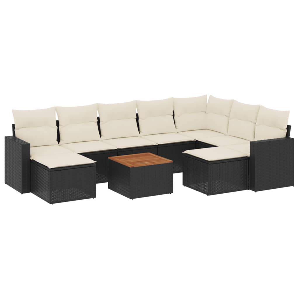 10-delige Loungeset met kussens poly rattan zwart is nu te koop bij PeponiXL, paradijselijk wonen!