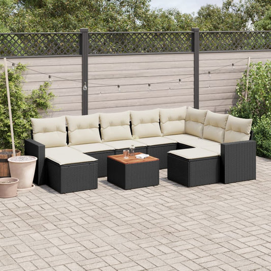 10-delige Loungeset met kussens poly rattan zwart is nu te koop bij PeponiXL, paradijselijk wonen!