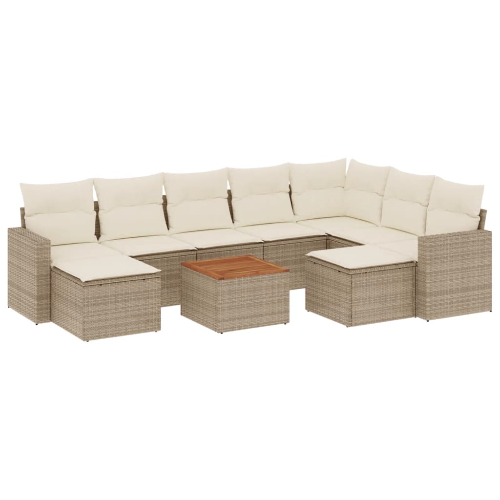 10-delige Loungeset met kussens poly rattan beige is nu te koop bij PeponiXL, paradijselijk wonen!