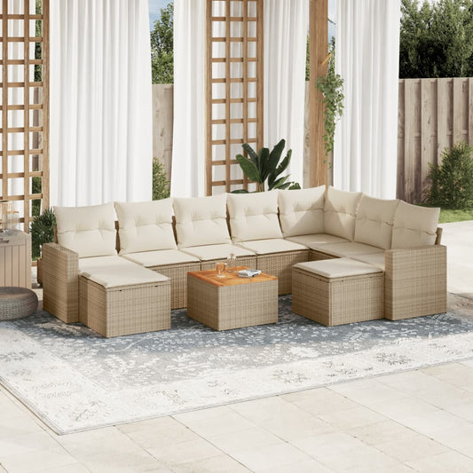 10-delige Loungeset met kussens poly rattan beige is nu te koop bij PeponiXL, paradijselijk wonen!