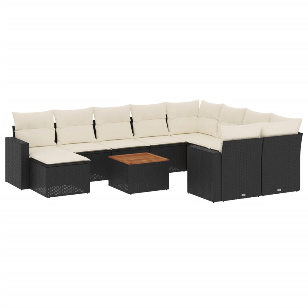 11-delige Loungeset met kussens poly rattan zwart is nu te koop bij PeponiXL, paradijselijk wonen!