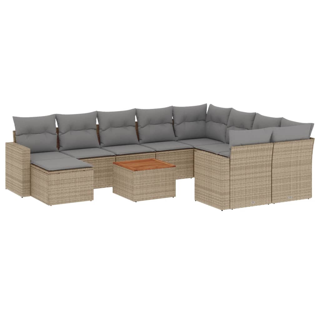 11-delige Tuinset met kussens poly rattan beige is nu te koop bij PeponiXL, paradijselijk wonen!