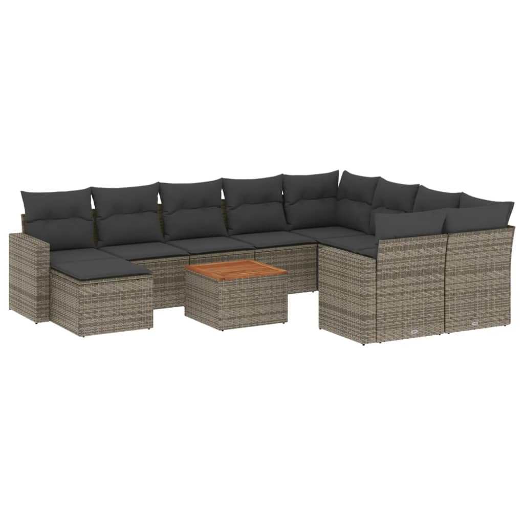 11-delige Loungeset met kussens poly rattan grijs is nu te koop bij PeponiXL, paradijselijk wonen!