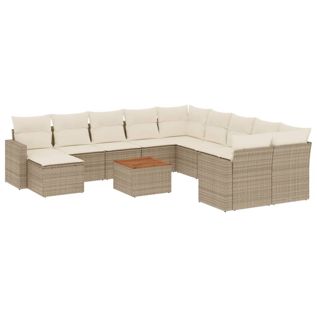 12-delige Loungeset met kussens poly rattan beige is nu te koop bij PeponiXL, paradijselijk wonen!