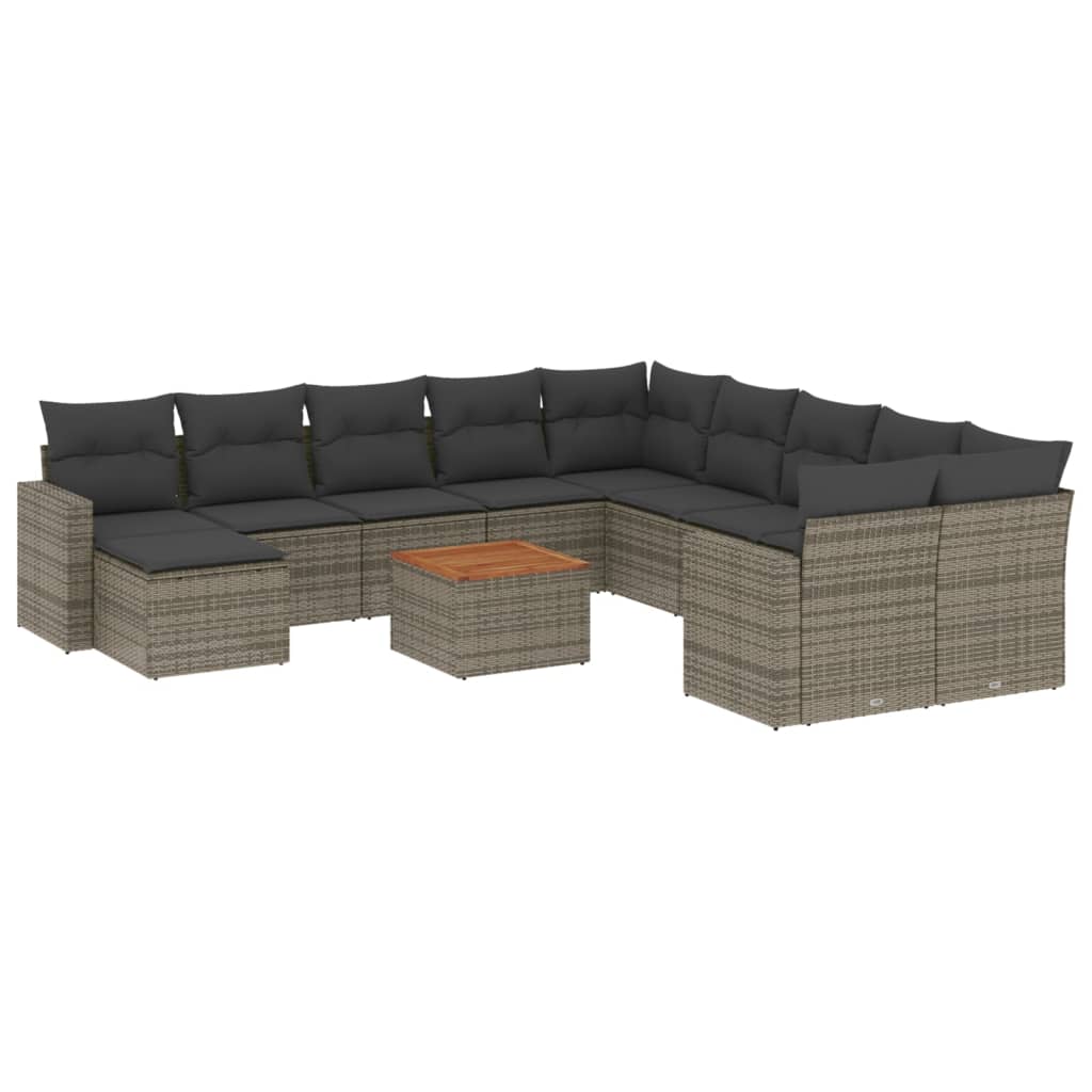 12-delige Loungeset met kussens poly rattan grijs is nu te koop bij PeponiXL, paradijselijk wonen!